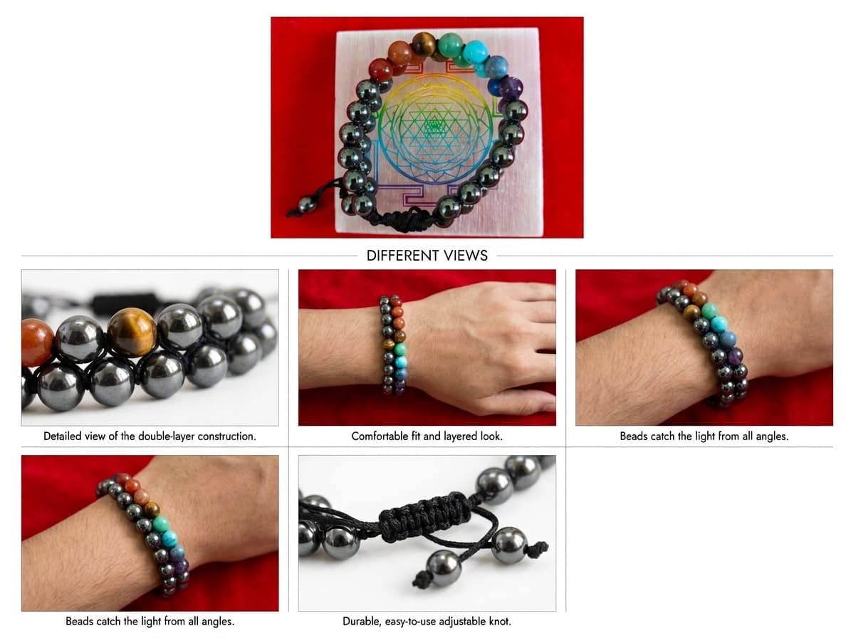 Seven Chakra Double Layer + Hematite Bracelet