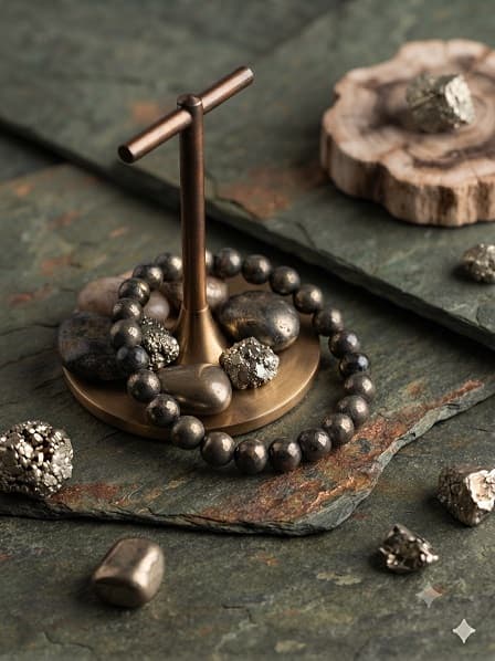 Natural Pyrite Bracelet detailing and craftsmanship