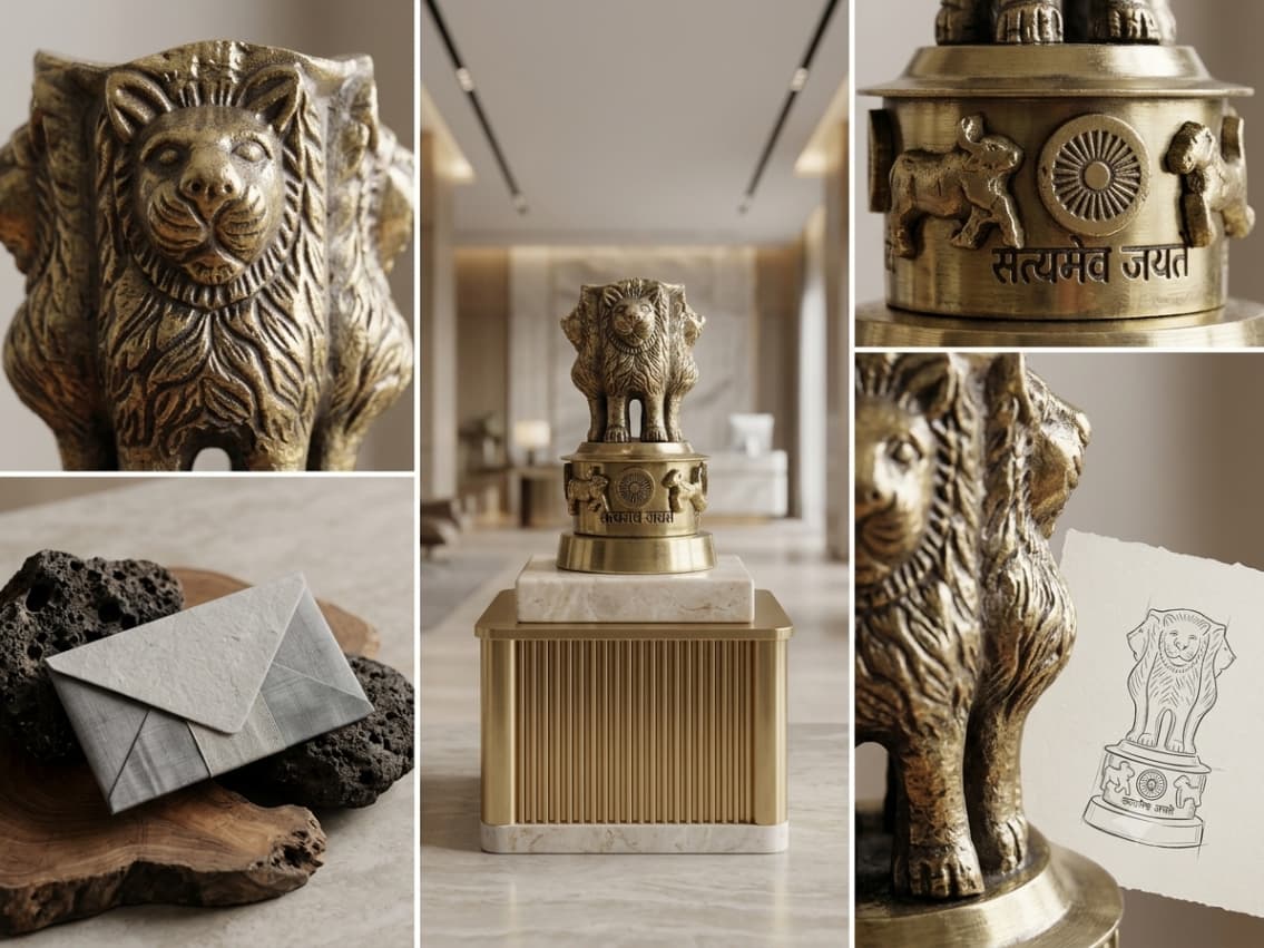 Brass Ashoka Pillar Statue detailing and craftsmanship