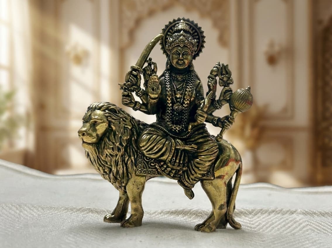 Brass Durga Mata Statue detailing and craftsmanship