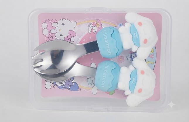 cinnamon Kawaii Character Stainless Steel Spoon & Fork Set