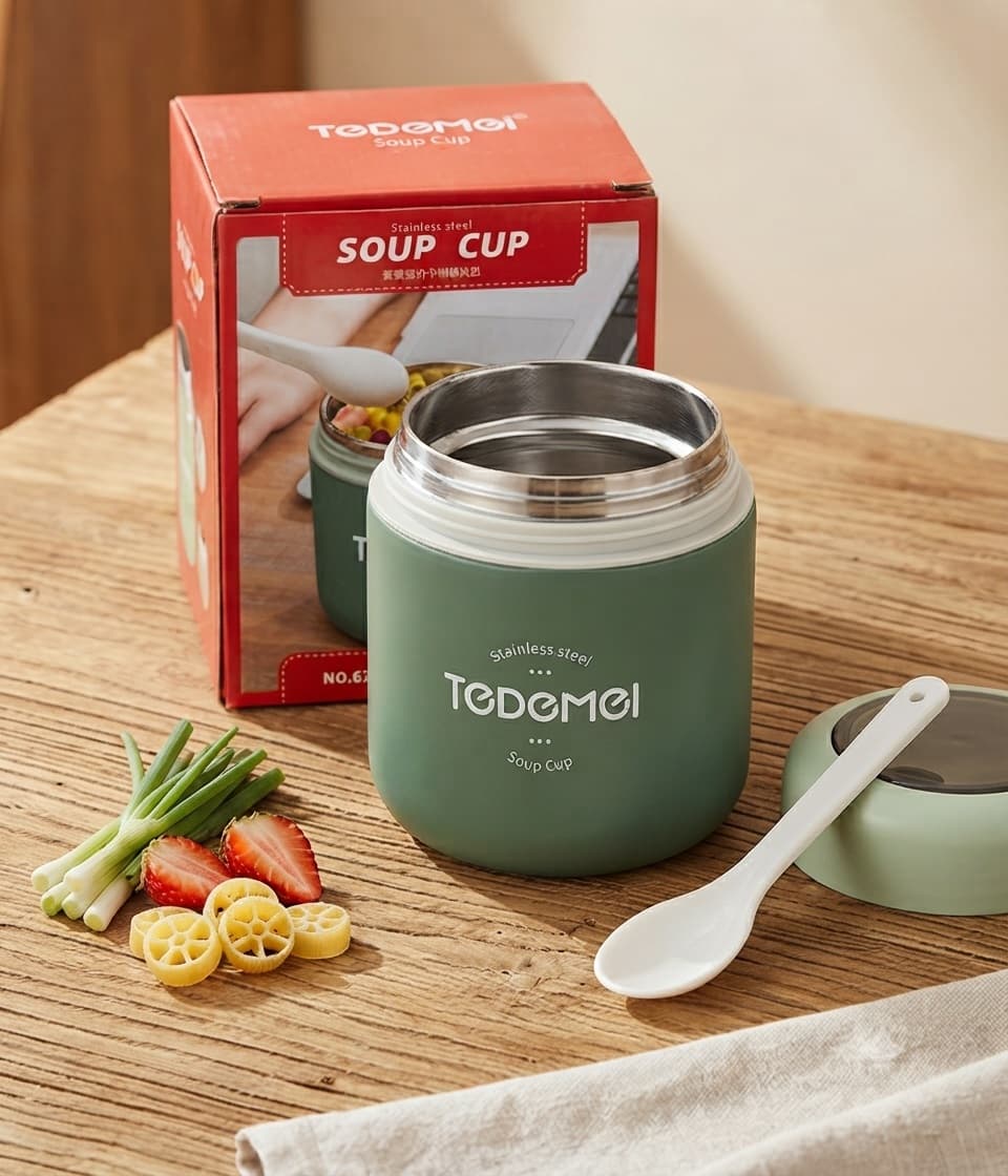 Tedemel Stainless Steel Insulated Soup Cup detailing and craftsmanship