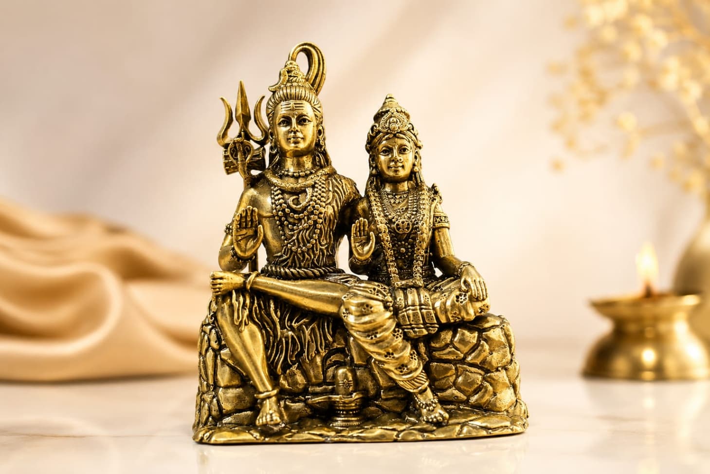 Small Brass Shiv Parvati Statue – 4.5 Inch detailing and craftsmanship