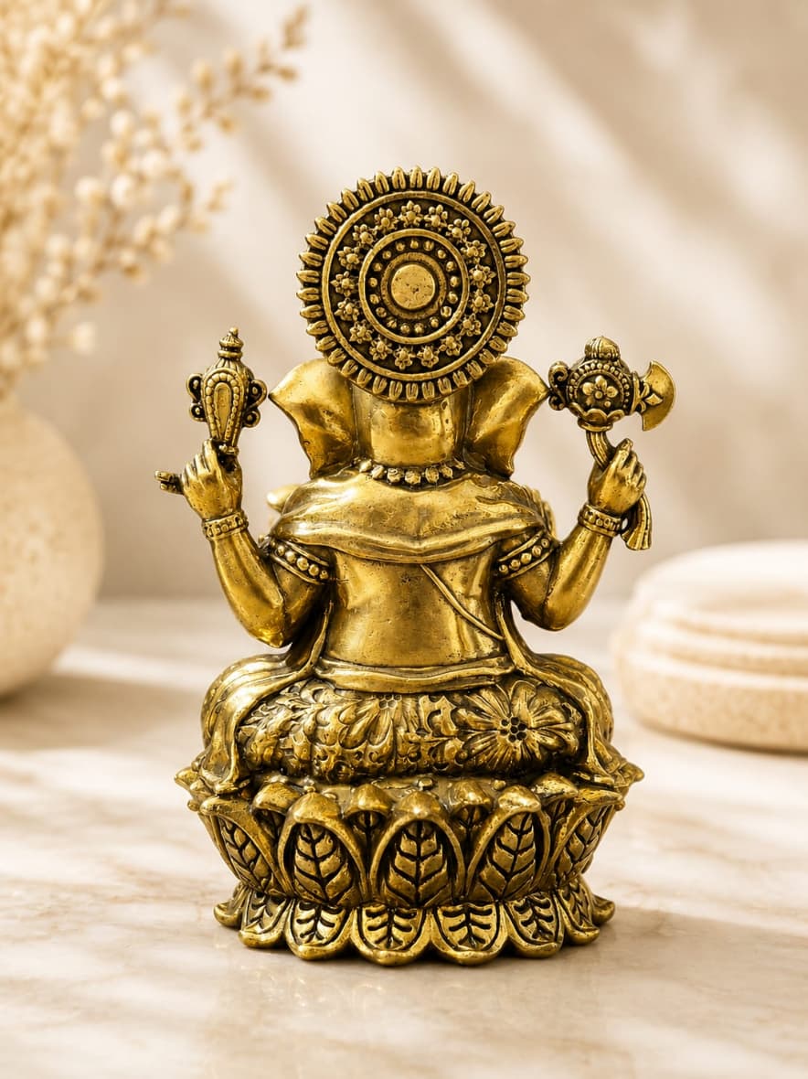 Brass Ganesh Ji Statue – 4 Inch detailing and craftsmanship