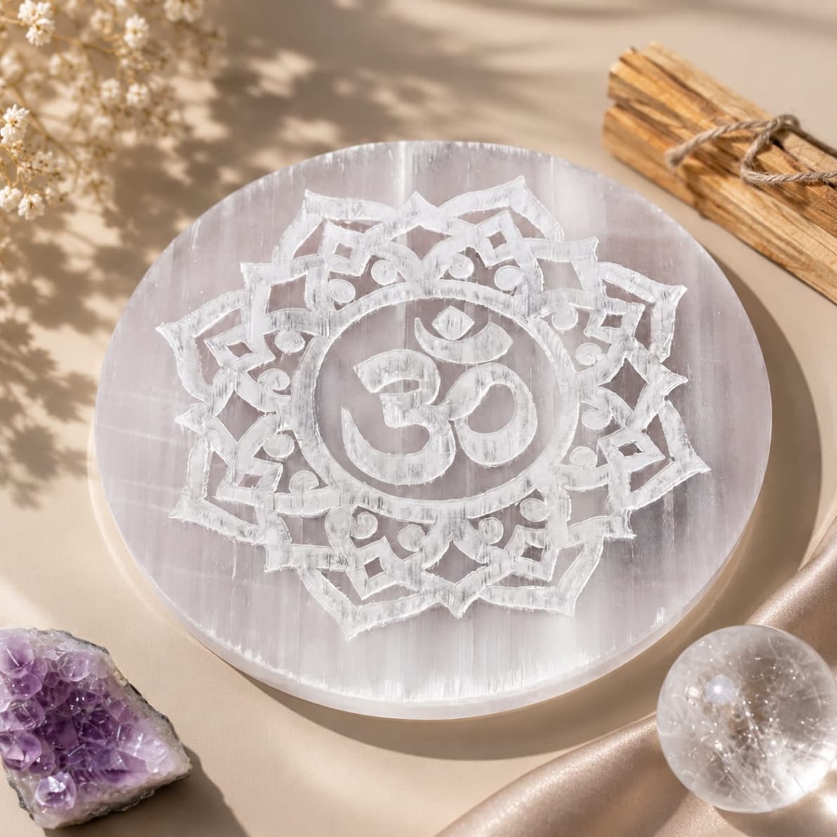 Selenite Charging Plate round