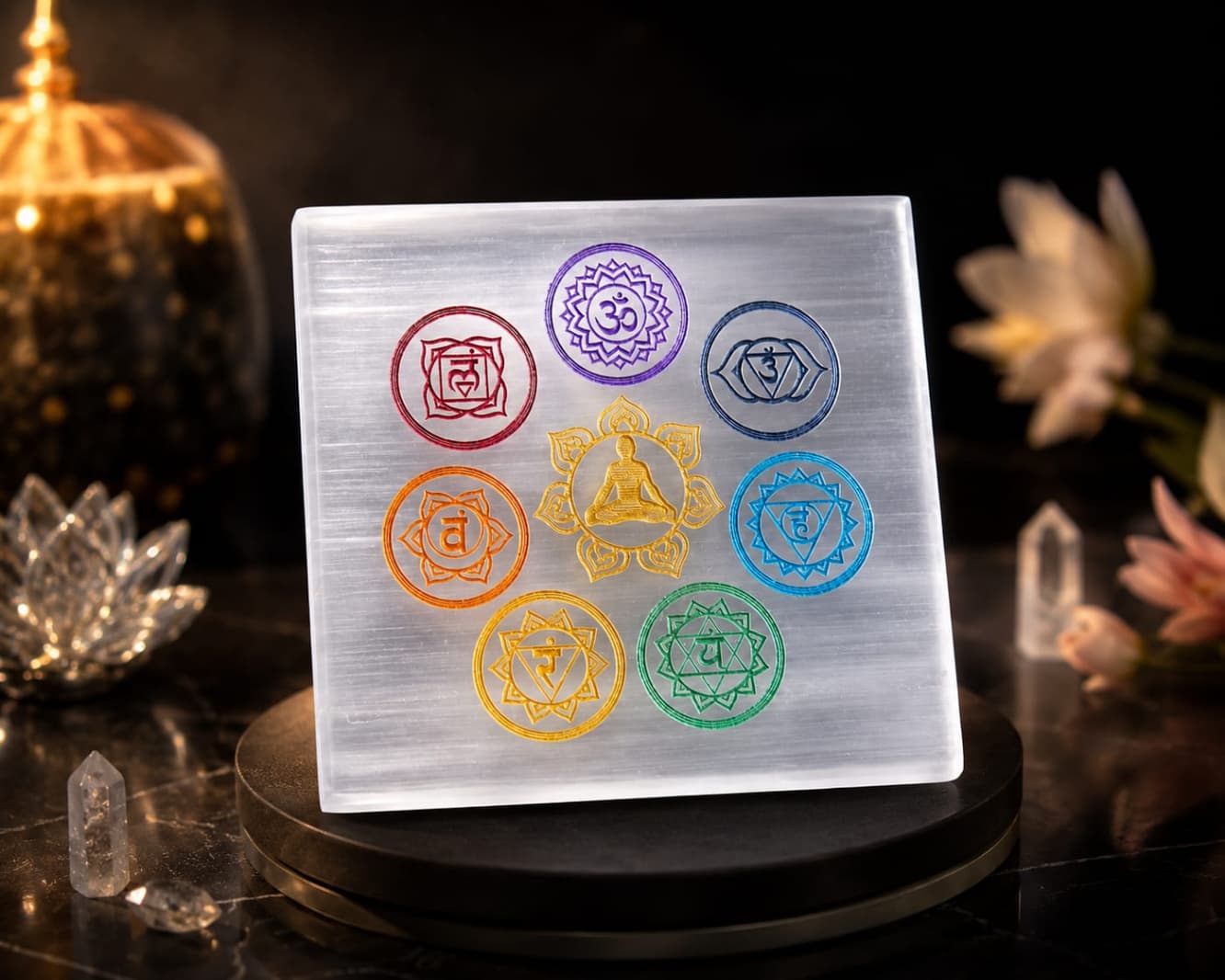 Natural Moroccan selenite Charging Plate