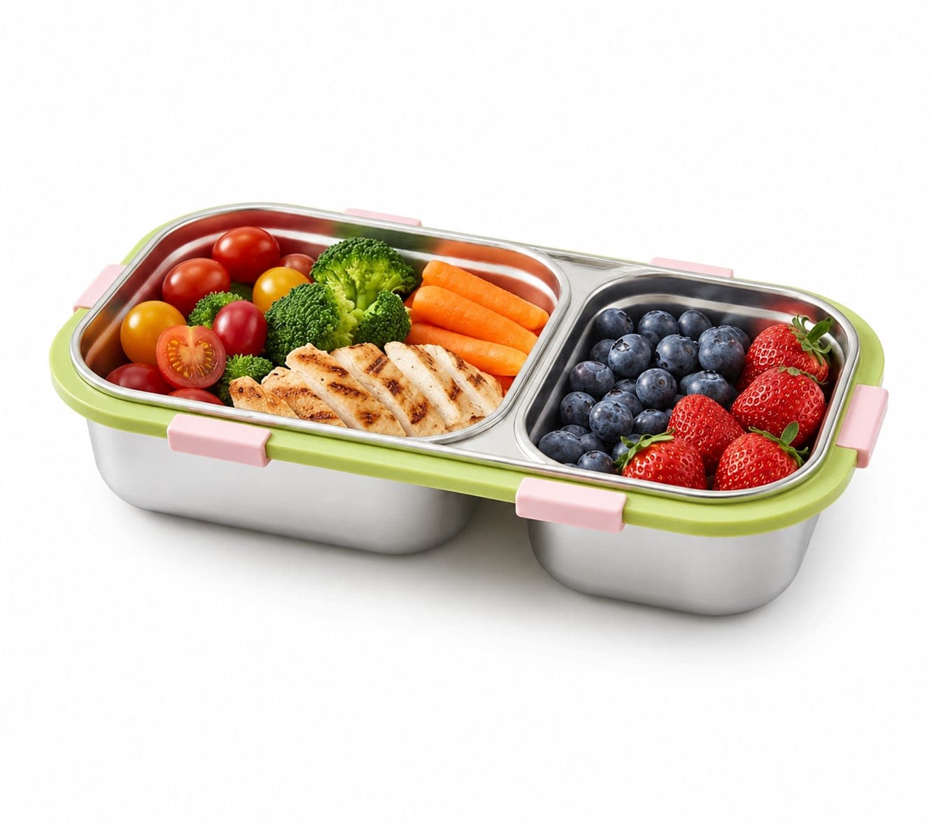 Two-Compartment Stainless Steel Lunch Box