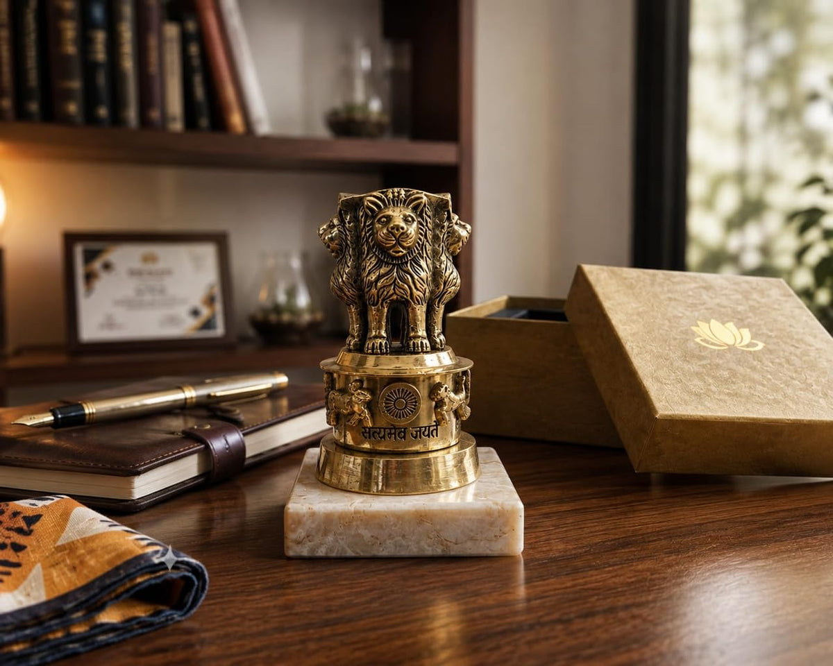 Brass Ashoka Pillar Statue 3 Inch