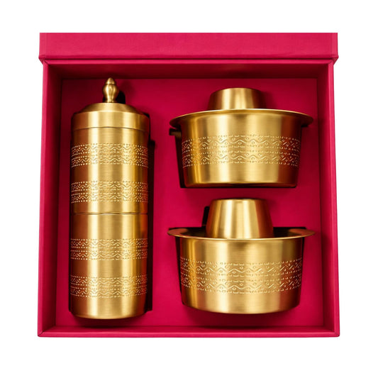 2 Dabara Set with 1 Coffee Filter, Engraved Design – Wave