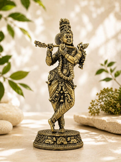 Brass Krishna Ji Statue 5.5 Inch Decorative Figurine