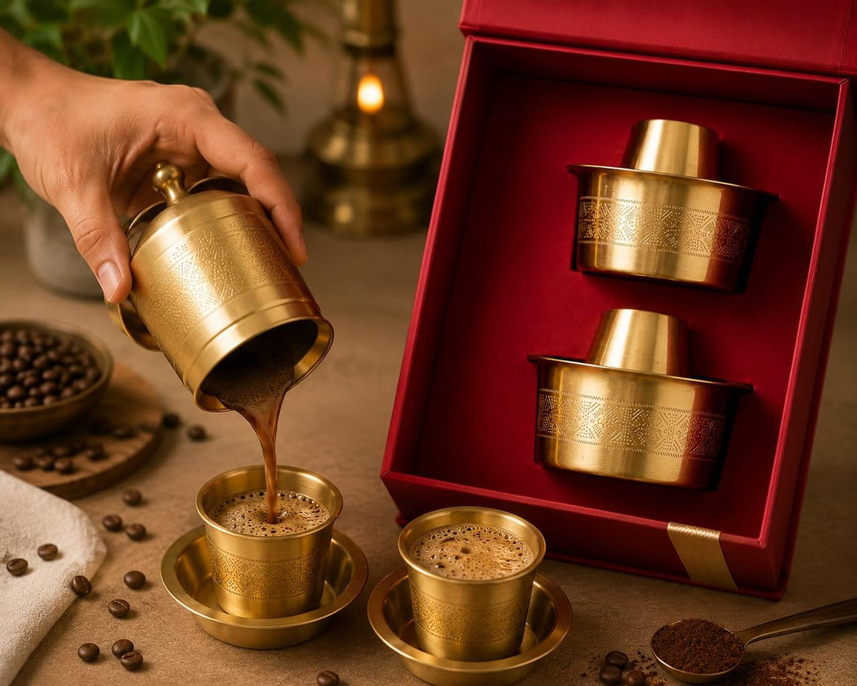 2 Dabara Set with 1 Coffee Filter, Engraved Design – Block
